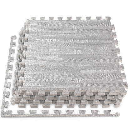Grey Wood Grain Foam Floor Tiles - Unboxed
