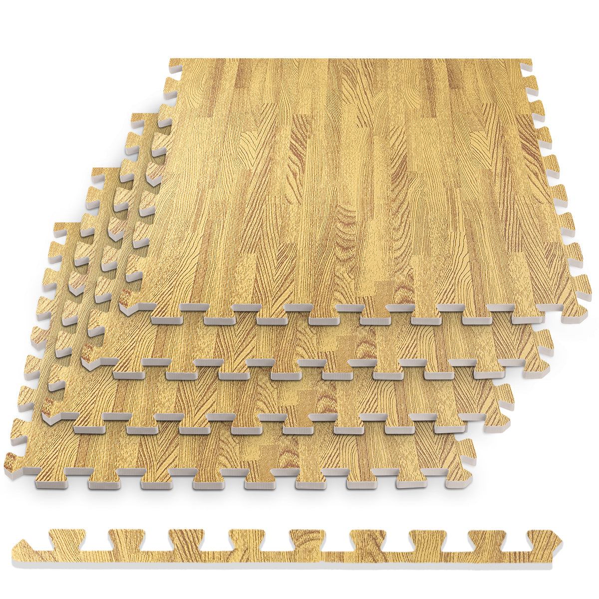 Medium Oak Foam Floor Tiles - Unboxed