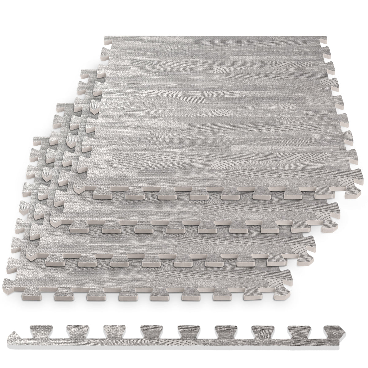 Grey Wood Grain Foam Floor Tiles - Unboxed
