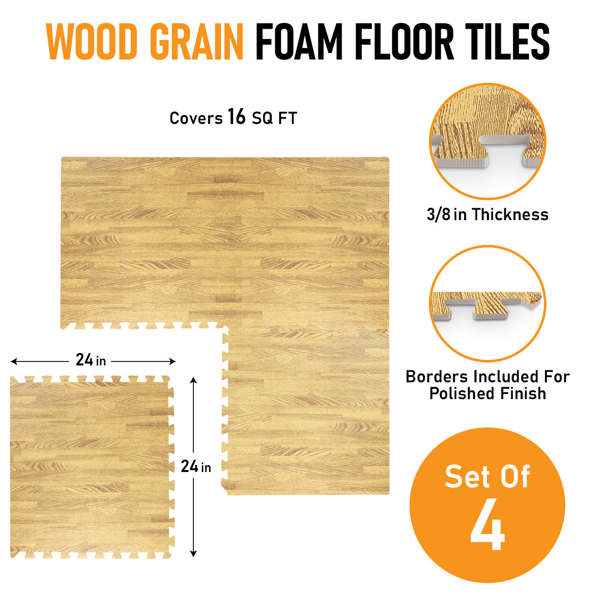 Medium Oak Foam Floor Tiles - Unboxed