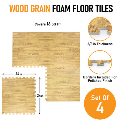 Medium Oak Foam Floor Tiles - Unboxed