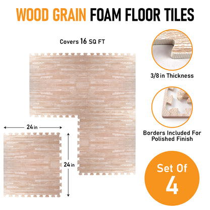 Light Oak Foam Floor Tiles - Unboxed