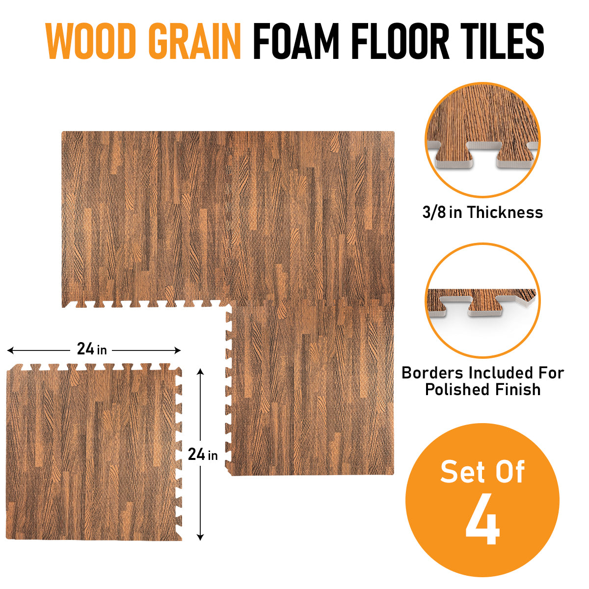 Dark Oak Foam Floor Tiles - Unboxed