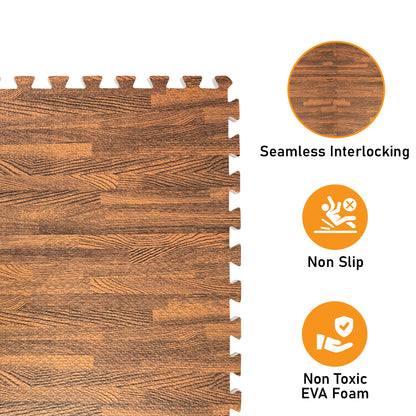 Dark Oak Foam Floor Tiles - Unboxed