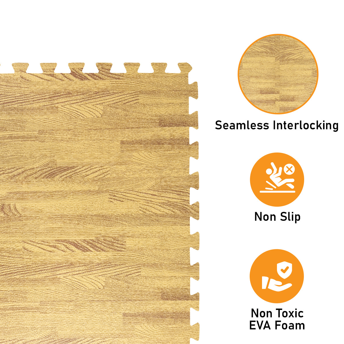 Medium Oak Foam Floor Tiles - Unboxed