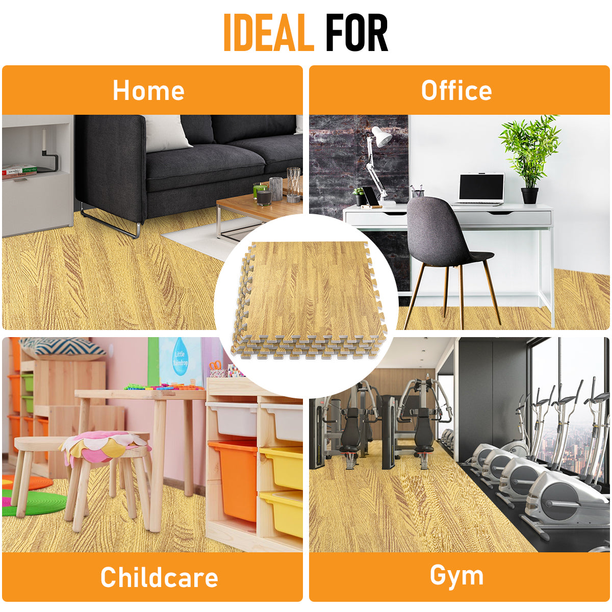 Medium Oak Foam Floor Tiles - Unboxed