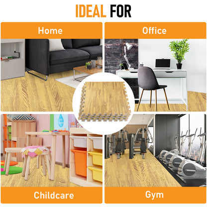 Medium Oak Foam Floor Tiles - Unboxed