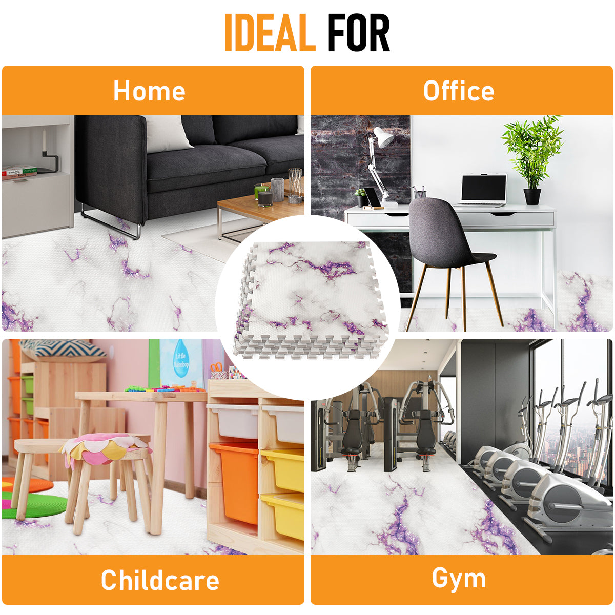 purple marble foam floor tiles