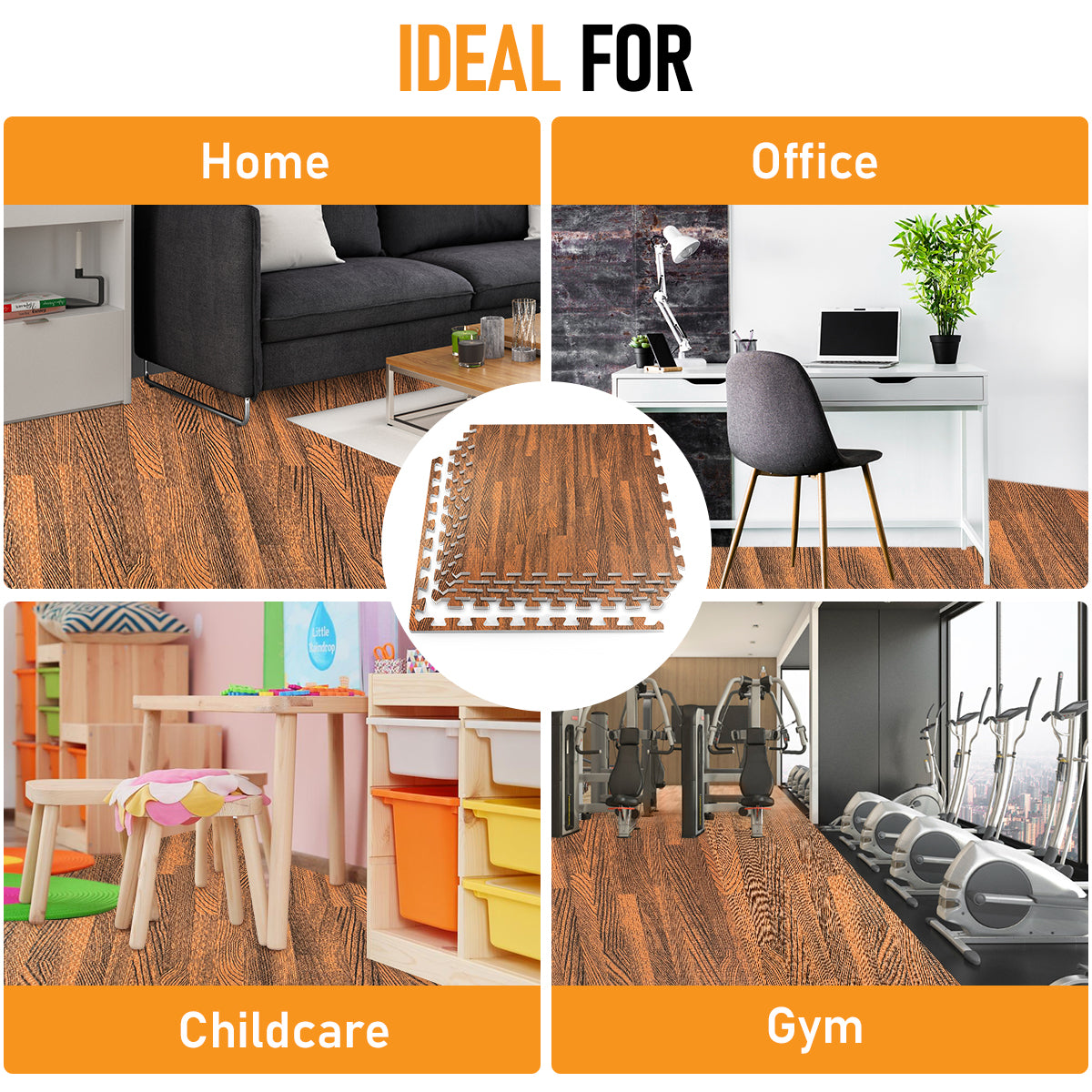 Dark Oak Foam Floor Tiles - Unboxed